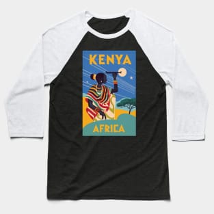 A Vintage Travel Art of Kenya - Africa Baseball T-Shirt